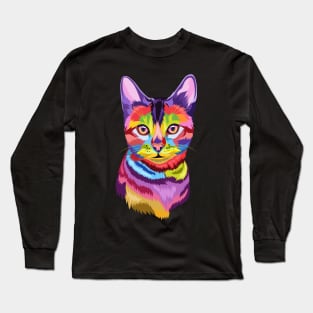 Pop Art Cat Design Long Sleeve T-Shirt